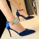 520-10 European and American high heeled shoes, women's shoes with high heels and satin, hollow, shallow, sharp pointed drill, sandals, sandals.