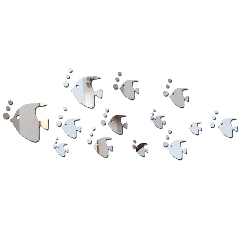 Creative Home Small Fish DIY Background Decoration Mirror Personalized Living Room Bedroom 3D Stereo Wall Sticker_voghion.com