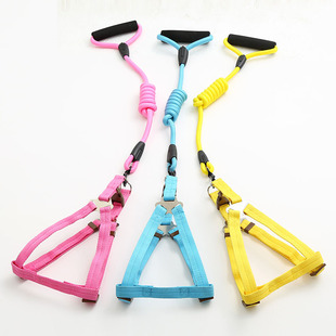 Rainbow chest strap traction rope two-piece multi-color optional foam handle dog walking rope double pet supplies