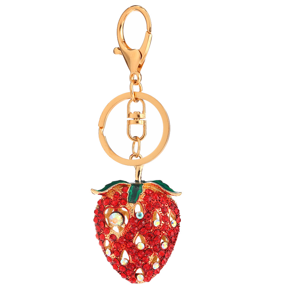 Nouveau Diamant Fraise Porte-clés Pendentif Strass Sac Accessoires Yiwu Usine En Gros Activité Promotionnel Nouveautés display picture 6