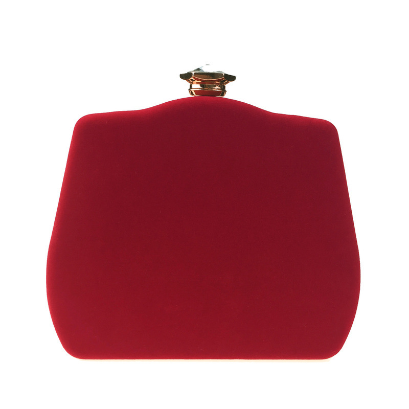 Túi clutch nữ dạ tiệc nhung hình quả bầu đính đá hộp cứng kèm dây xích — Màu đỏ, Màu đỏ rượu, Màu tím, Màu xanh lam chi tiết 18