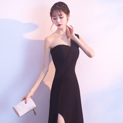 Evening dress long party dress single shoulder small dress dress dress party dress