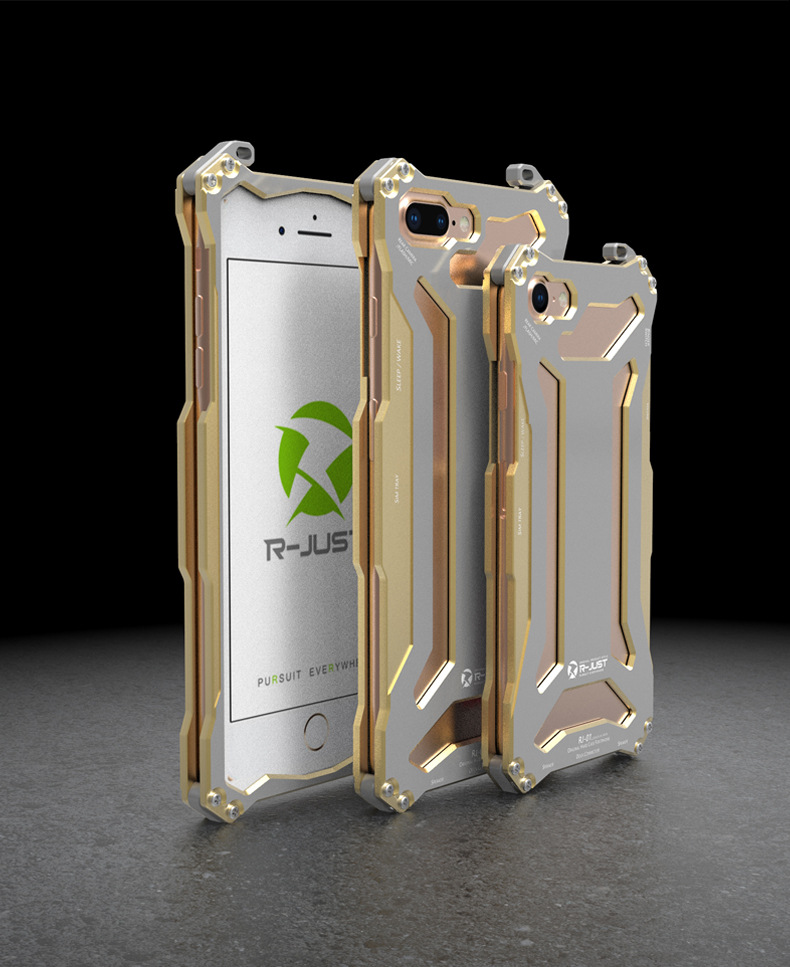 R-Just Gundam Aerospace Aluminum Contrast Color Shockproof Metal Shell Outdoor Protection Case for Apple iPhone 8 Plus & iPhone 8
