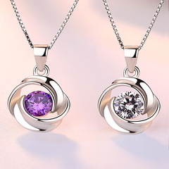 快手韓版跨境925銀 項墜女旋轉吊墜日韓版簡約時尚女氣質項飾