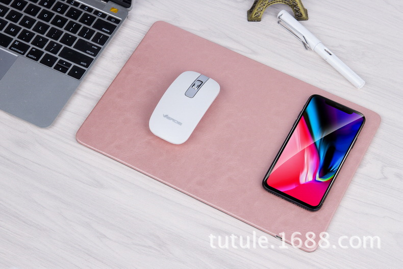 加长无线充电鼠标垫 PU仿皮质无线充鼠标垫 Wireless Charger