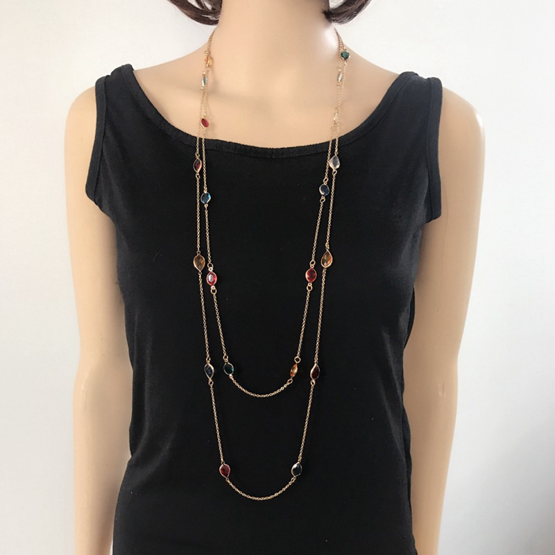 Color Resin Necklace Length Color Resin Beads Suit Necklace Sweater Chain display picture 6