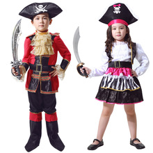 节庆日儿童海盗服装 COS舞会表演出衣服男女童加勒比海盗船长套装