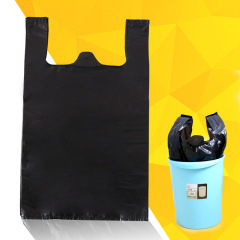 Portable garbage bag vest style medium and large plastic black shopping bag household catering food packaging bag