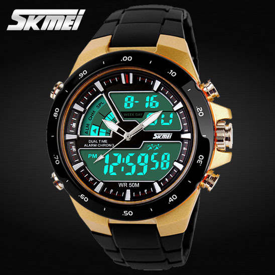 Momentum 1016 New Model Sports Waterproof Multifunctional Luminous Dual Display Electronic Watch, Trendy Men's Watch for Export