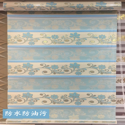 新款金丝提花防水柔纱帘加厚厨房防油污卷帘双层卫生间防霉百叶窗|ms