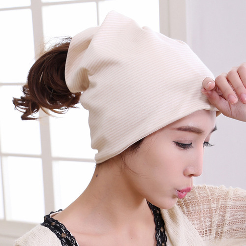 Cotton pile hat, maternity supplies, confinement hat, mommy cotton striped pile hat