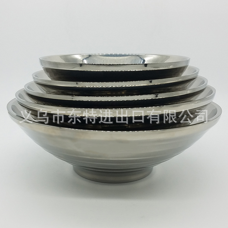 Factory direct sales of stainless steel ramen bowls, 304 Japanese ramen bowls, threaded bowls, high-end soup noodle bowls, thickened bamboo hat bowls detail image 2