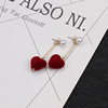 Demi-season asymmetrical cute earrings heart-shaped from pearl, Korean style, wholesale