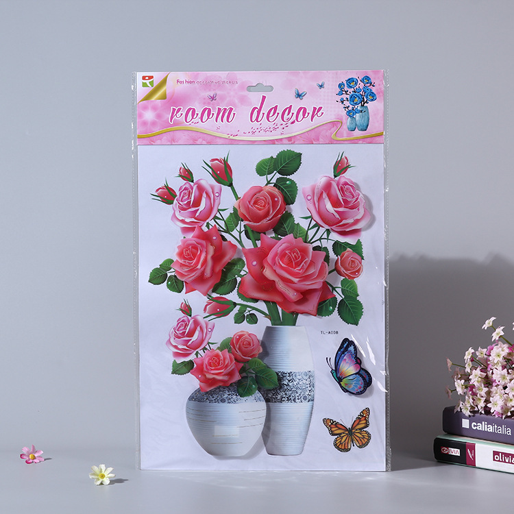 Décoration intérieure de style européen raffinée : vase mural tridimensionnel à plusieurs niveaux en feuille d'or, autocollants 3D imperméables_voghion.com