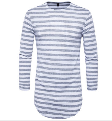 2020 new autumn stripe round neck long sleeve t-shirt men's T-shirt multi color stripe bottoming