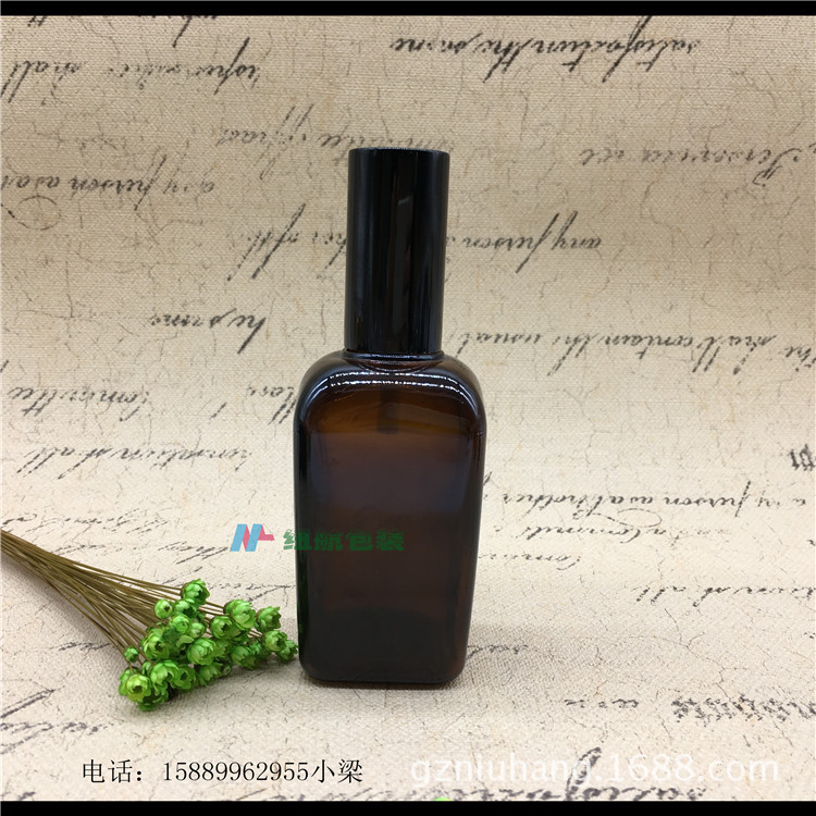 【现货】3050ml100ml棕色4方瓶茶色四方瓶精油瓶香水泵头喷雾泵头