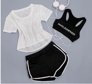 new pattern Jacobs Fitness wear Three motion suit run Smock Quick drying Shockproof Bras shorts Yoga suit