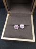 Japanese sophisticated small fuchsia cute earrings, silver 925 sample, micro incrustation, light luxury style, Birthday gift