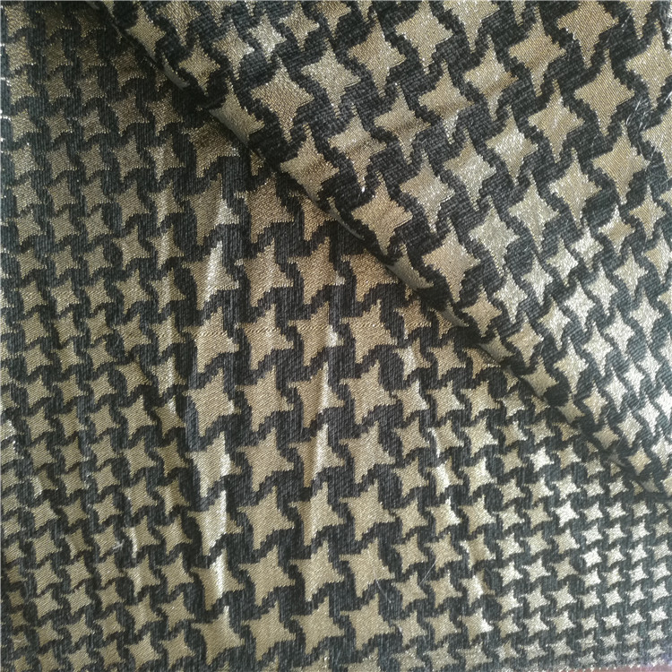 雪呢尔金星星色织梭织提花图案面料适用于服装装饰沙发布