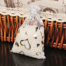 饰品包装袋烫金纱袋珍珠纱网首饰袋喜糖礼品文玩结婚袋100个10*12