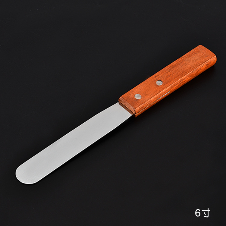 厂家直供6/8/10寸直抹刀木柄奶油吻刀烘培用具蛋糕面糊刮刀