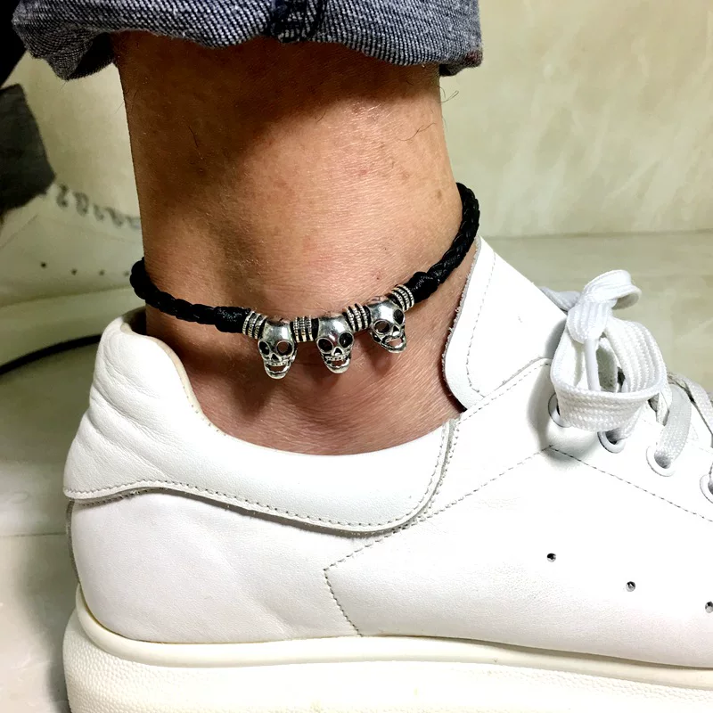 Браслет на щиколотку, мужской красный шнурковый браслет, аксессуар, европейский стиль, простой и элегантный дизайн