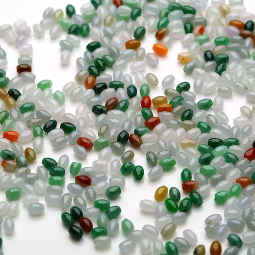 Jade Craftsmanship Accessories, Jadeite and Jadeite Tri-color Millet Beads Scatter Beads Wholesale DIY Accessories Matching Beads Jade Beads Wholesale