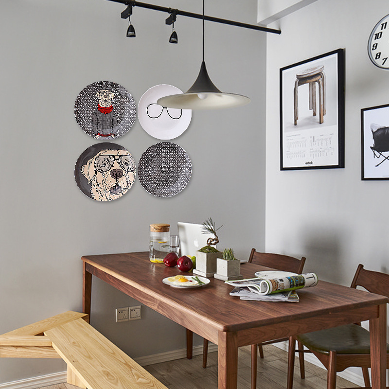 Nordic simple perro de dibujos animados decoración de la pared placa de cerámica placa colgante decoración de la pared de fondo decoración de la pared al por mayor