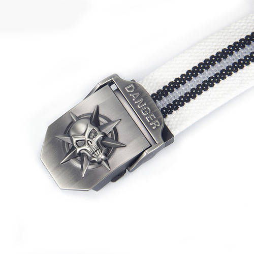 Manufacturer automatic buckle belt skull thickened canvas belt wholesale men's belt casual pants belt