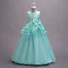 Long children's school evening dress, wedding dress, small princess costume, European style, suitable for teen, flowered