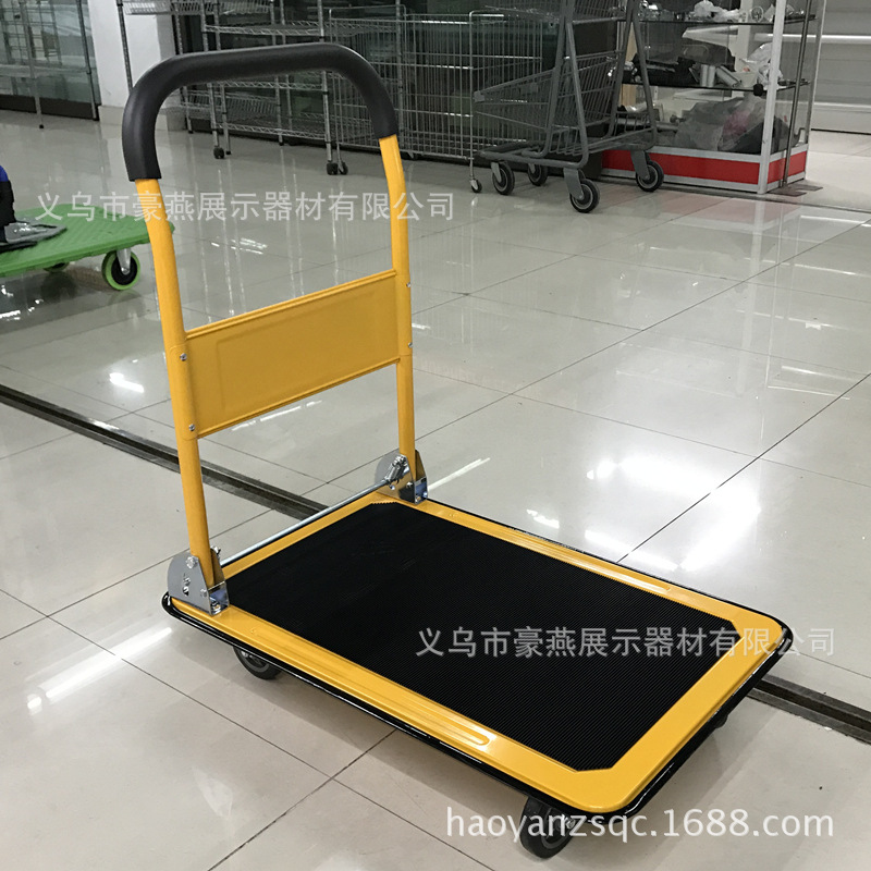 豪燕平板车 手推车搬运车静音黄小推车 拉货家用物流拖车