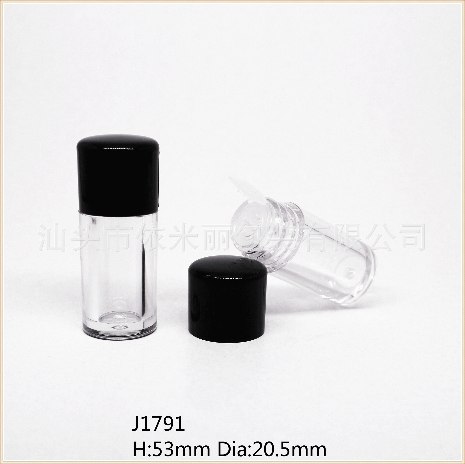 新款圆瓶透明注塑散粉彩妆包材，散粉盒、化妆品包材J1791