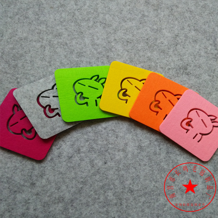 供应毛毡吸水杯垫 卡通兔子隔热垫 促销礼品垫 品牌赠送 加LOGO