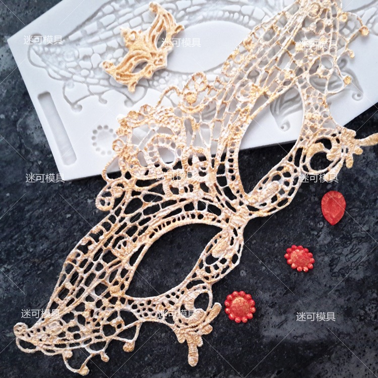 Fondant pastel máscara molde de silicona encaje bola máscara pastel molde DIY chocolate molde de silicona