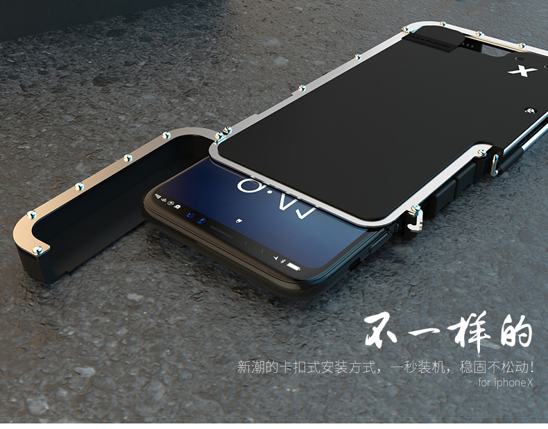 Armor King Iron Man Luxury Shockproof Stainless Steel Aluminum Metal Flip Case Cover for Apple iPhone X