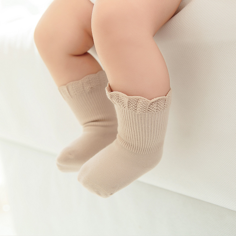 Coreano nuevo exquisito encaje de algodón calcetines de bebé de algodón peinado hecho a mano sin hueso calcetines de los niños