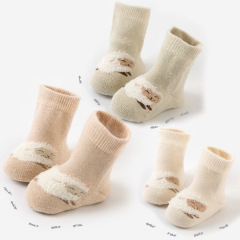 Autumn and winter colorful cotton newborn baby socks infant floor socks thickened mid-calf cotton socks to keep warm and absorb sweat