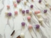 Wool ball string: white + pink + purple