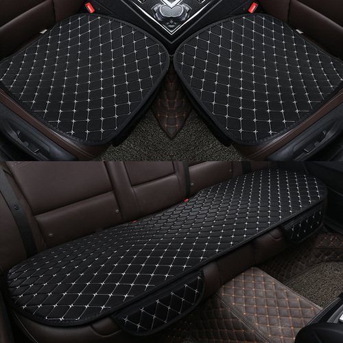 Non-slip strapless car seat cushion set of 3 - four seasons universal, no backrest, linen large diamond pattern