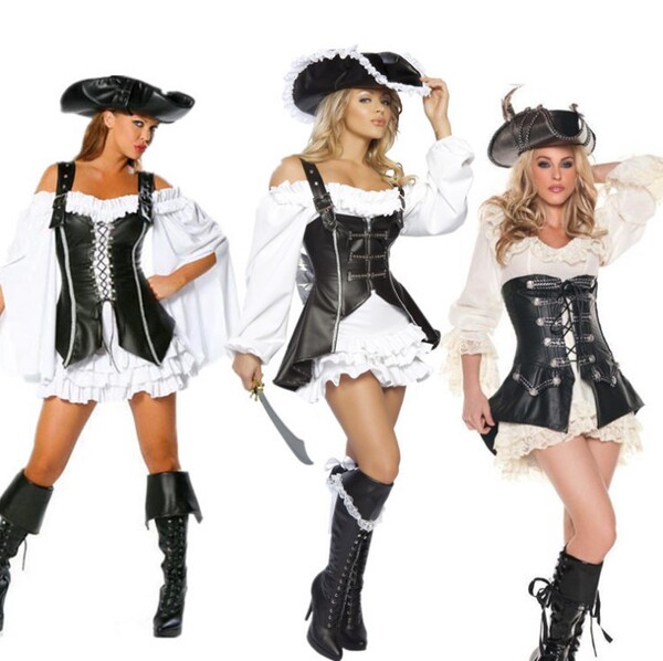 Halloween female adult Caribbean Pirate Costume nightclub theme party stage dress plastic waist stage dress