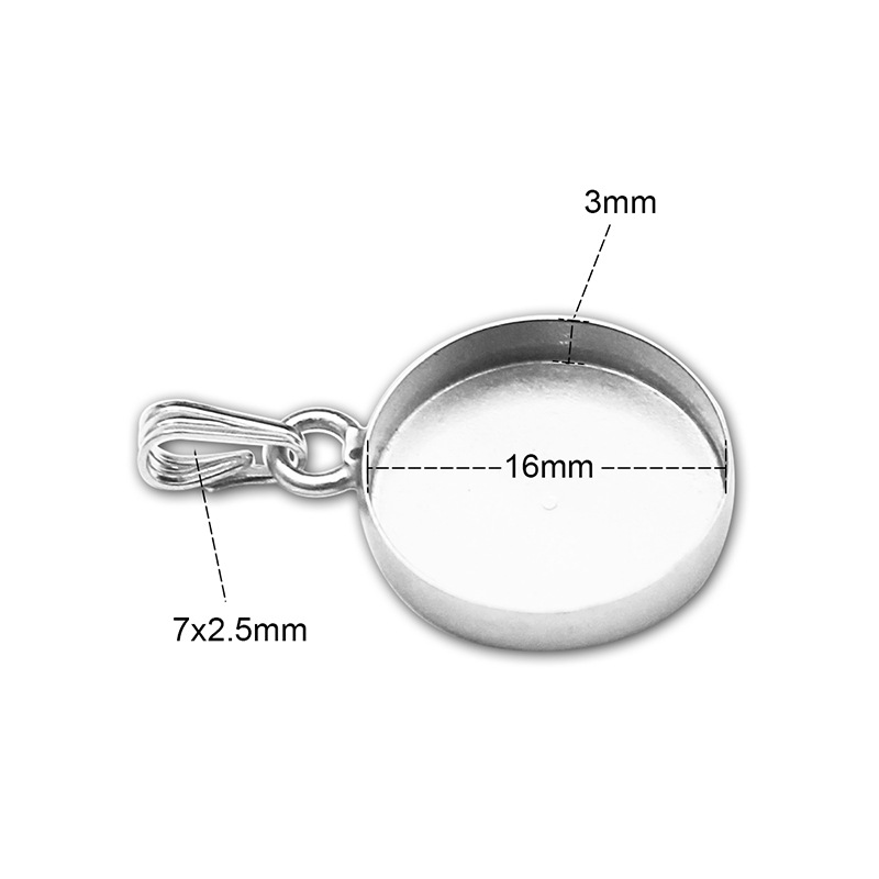 DIY Jewelry Accessories Classification 1 Piece 16mm 925 Sterling Silver Round Pendant Base Support