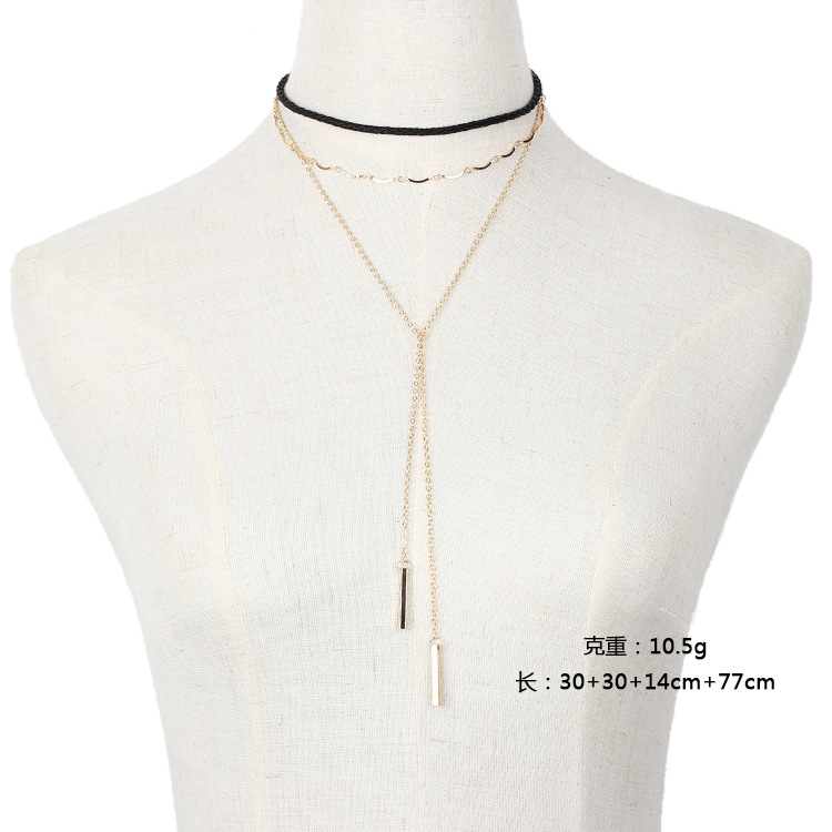 11g Weight Necklace Classification Wedding, Travel Occasion Printing Pattern Women'S Gender Gold Color Korean Velvet Multi-layer Handmade Chain Tassel Copper Necklace 7