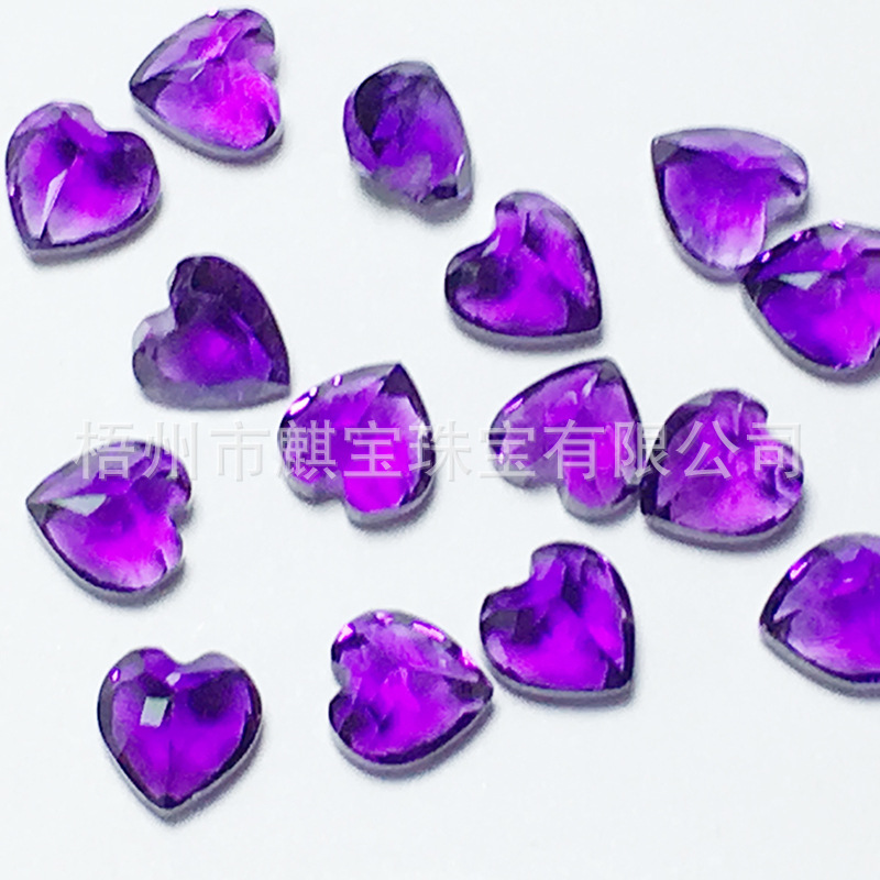 天然紫水晶心形5*5mm裸石尖底刻面紫水晶 首饰 配石