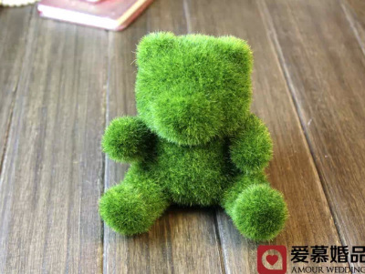 可爱小动物婚礼回礼派对生日甜品台人造草装饰摆件桌面仿真绿植