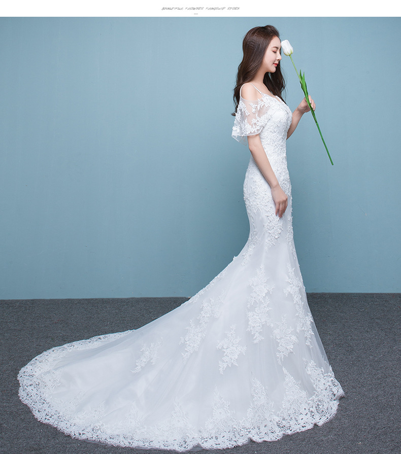 婚纱礼服2020新款春夏韩式小拖尾鱼尾一字肩修身新娘结婚收腰显瘦|ms
