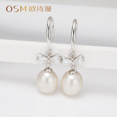 European Poetry Man quality goods 925 Seedless freshwater Pearl fashion ear hook 8-9mm A generation of fat 026045