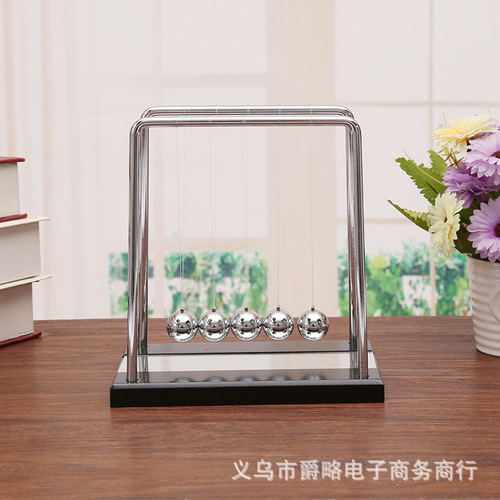 Newton's cradle with mirror wooden base table decoration metal Newton pendulum ball physics science pendulum steel balance ball