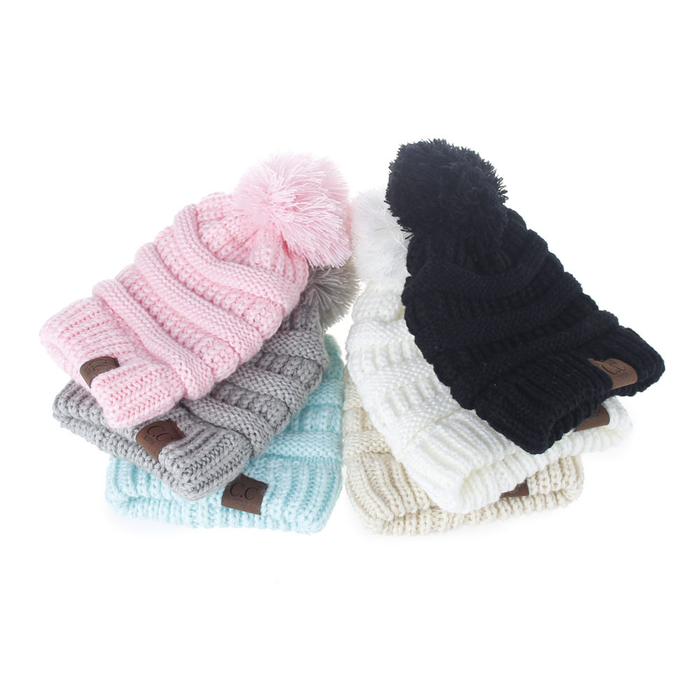 Children Unisex Cute Solid Color Pom Poms Wool Cap display picture 3