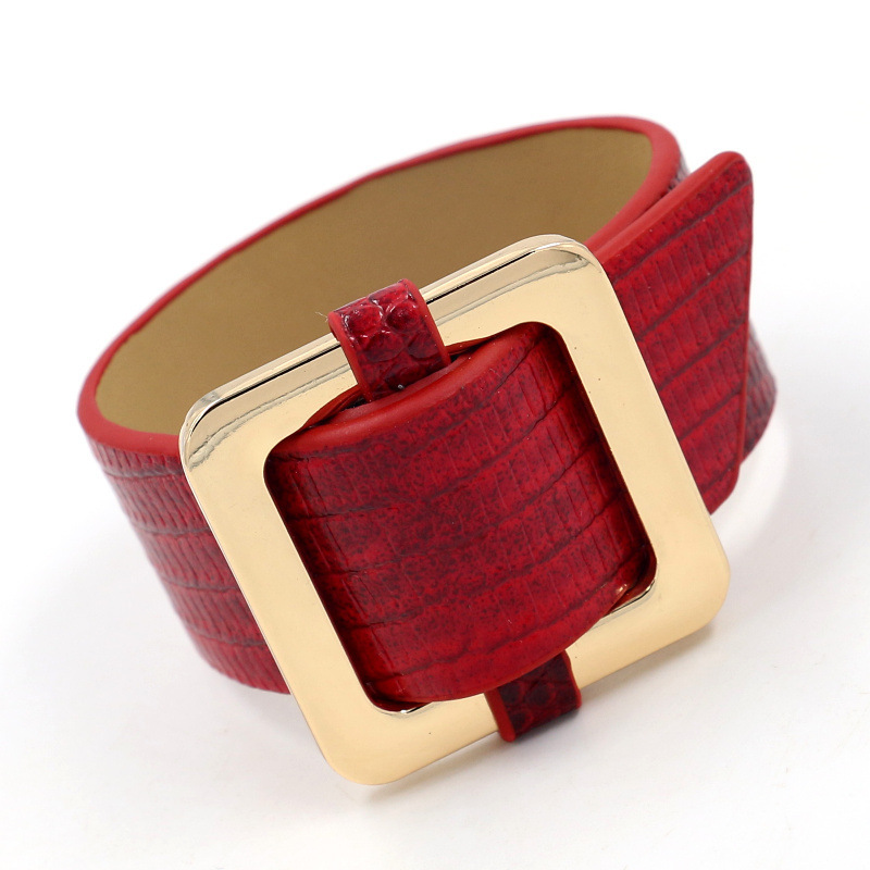 Schlangenmuster Lederarmband Damen Breit Manschette Modeschmuck_voghion.com