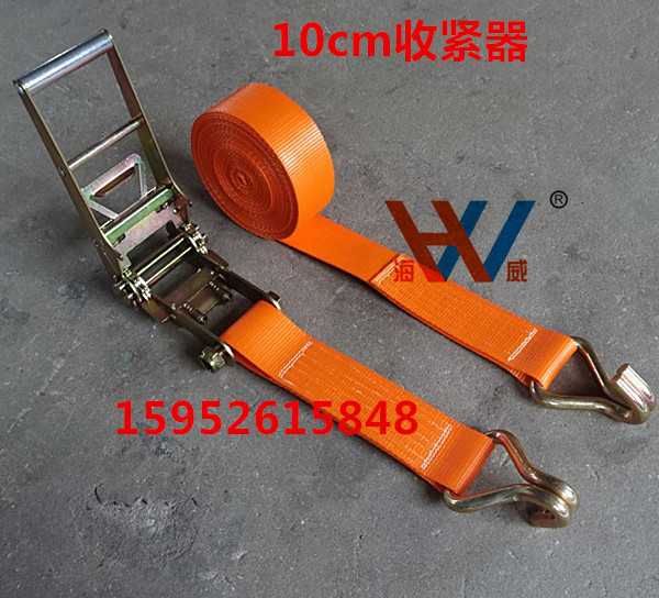 4寸货物拉紧器棘轮捆绑器打包收紧器捆绑带拉紧带10cm宽双钩10吨